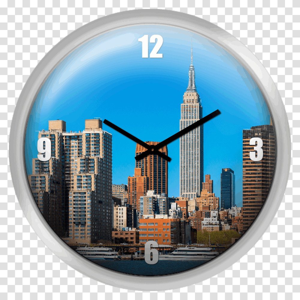 View Of The Empire State Building Water Taxi Beach, Analog Clock Transparent Png
