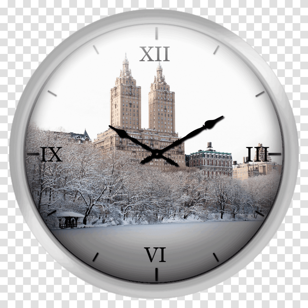 View Of The San Remo Building From Central Park Lake Wall Clock, Analog Clock, Clock Tower, Architecture Transparent Png