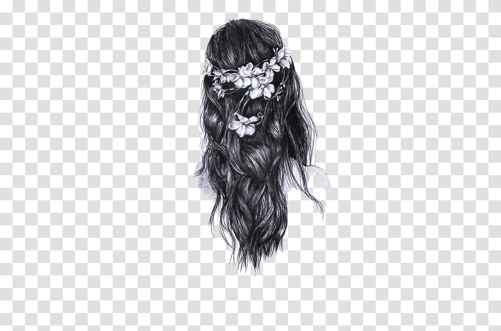 View Topic Day S Girl With Flower Crown Drawing, Hair, Person, Black Hair Transparent Png