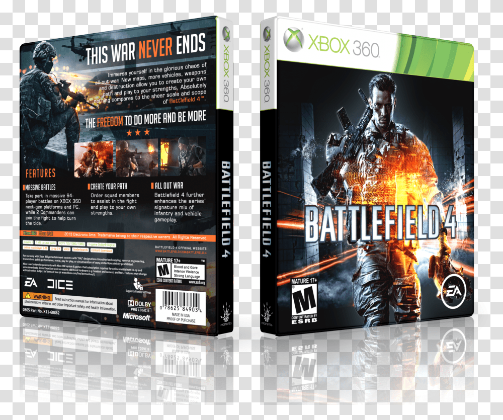 Viewing Full Size Battlefield 4 Box Cover Flyer, Person, Human, Poster, Advertisement Transparent Png