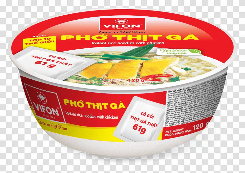 Vifon Pho Thit Ga, Bowl, Dessert, Food, Tape Transparent Png