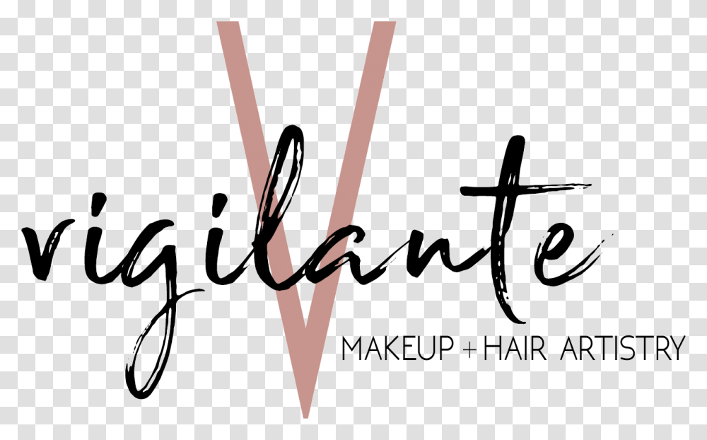 Vigilante Cosmetics Llc Make Up And Hair Artistry Logo, Handwriting, Bow, Signature Transparent Png
