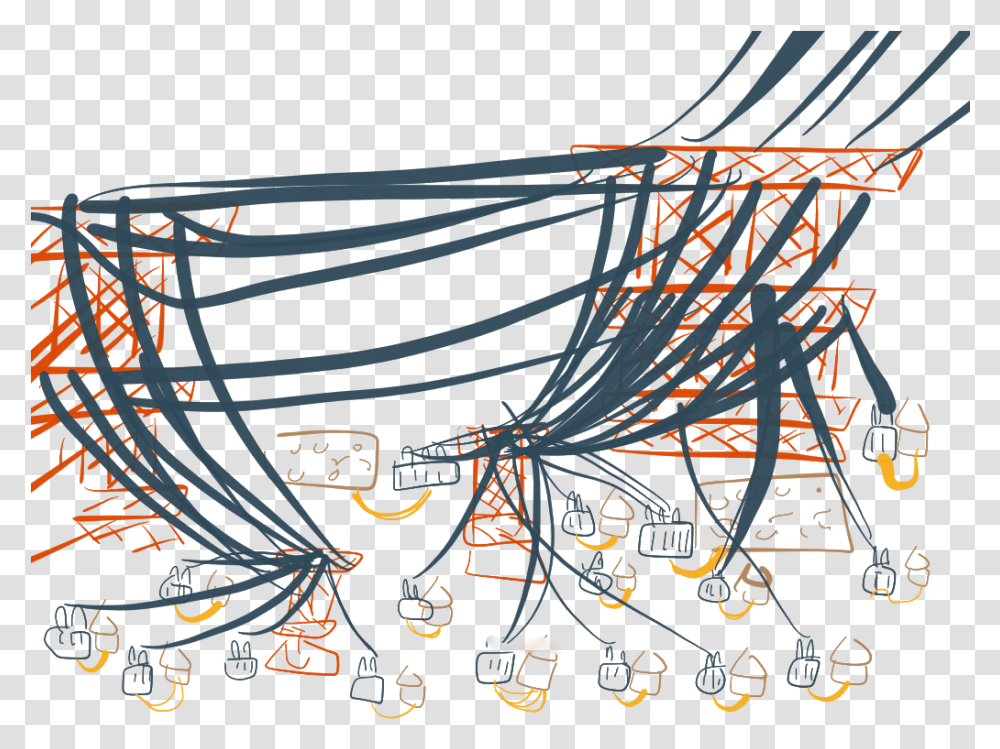 Village And Power Lines Illustration, Drawing, Doodle Transparent Png