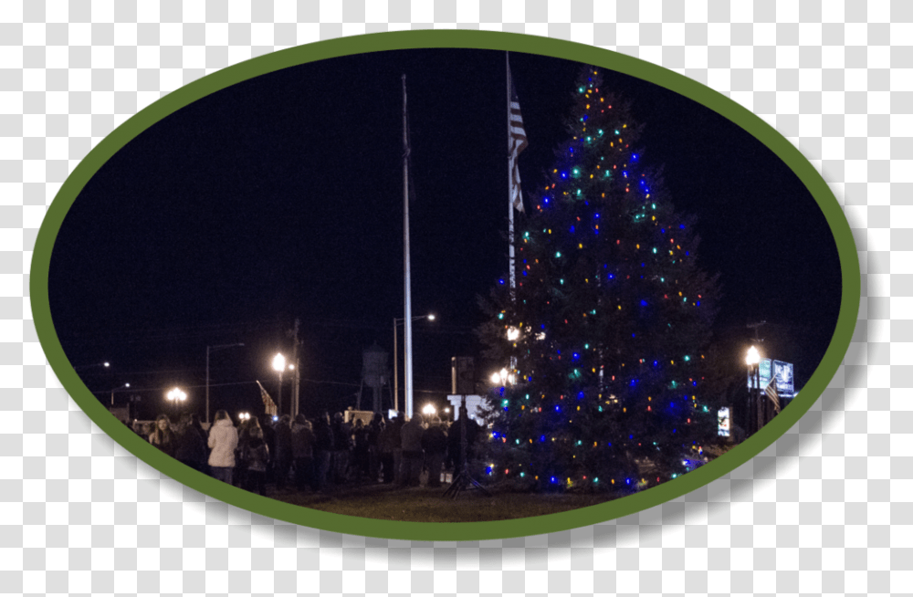 Village Events - Of Creve Coeur Christmas Tree Lights, Ornament, Plant, Person, Fisheye Transparent Png