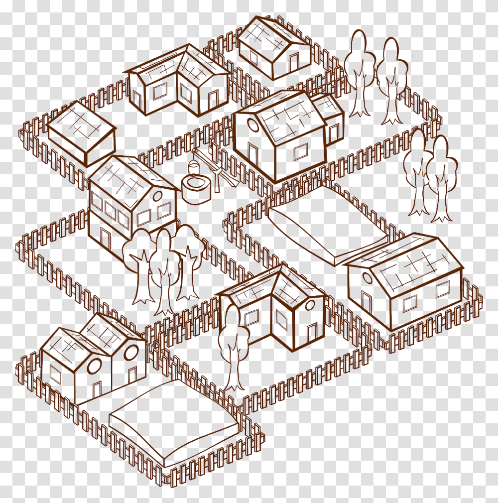 Village Medieval Middle Ages Free Picture Community Clipart Black And White, Diagram, Vehicle, Transportation, Housing Transparent Png