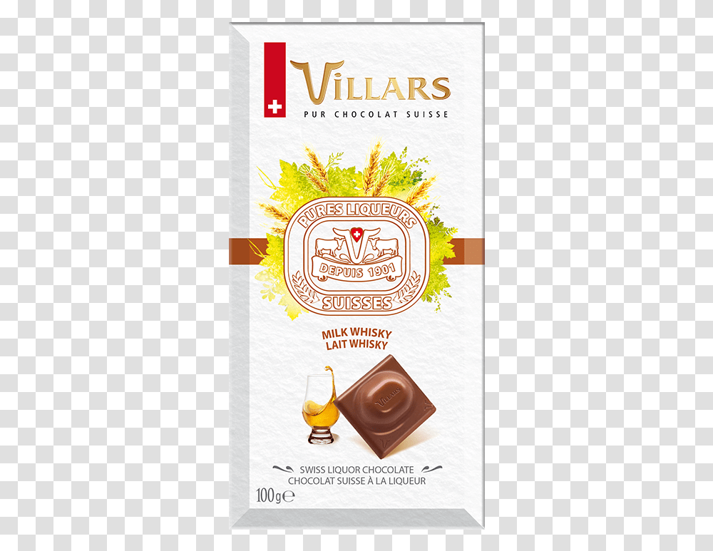Villars Swiss Milk Chocolate Bar Filled With Whiskey Toffee, Food, Dessert, Plant Transparent Png