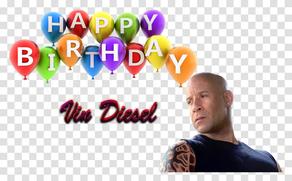Vin Diesel Free Balloon, Skin, Person, Human, Tattoo Transparent Png