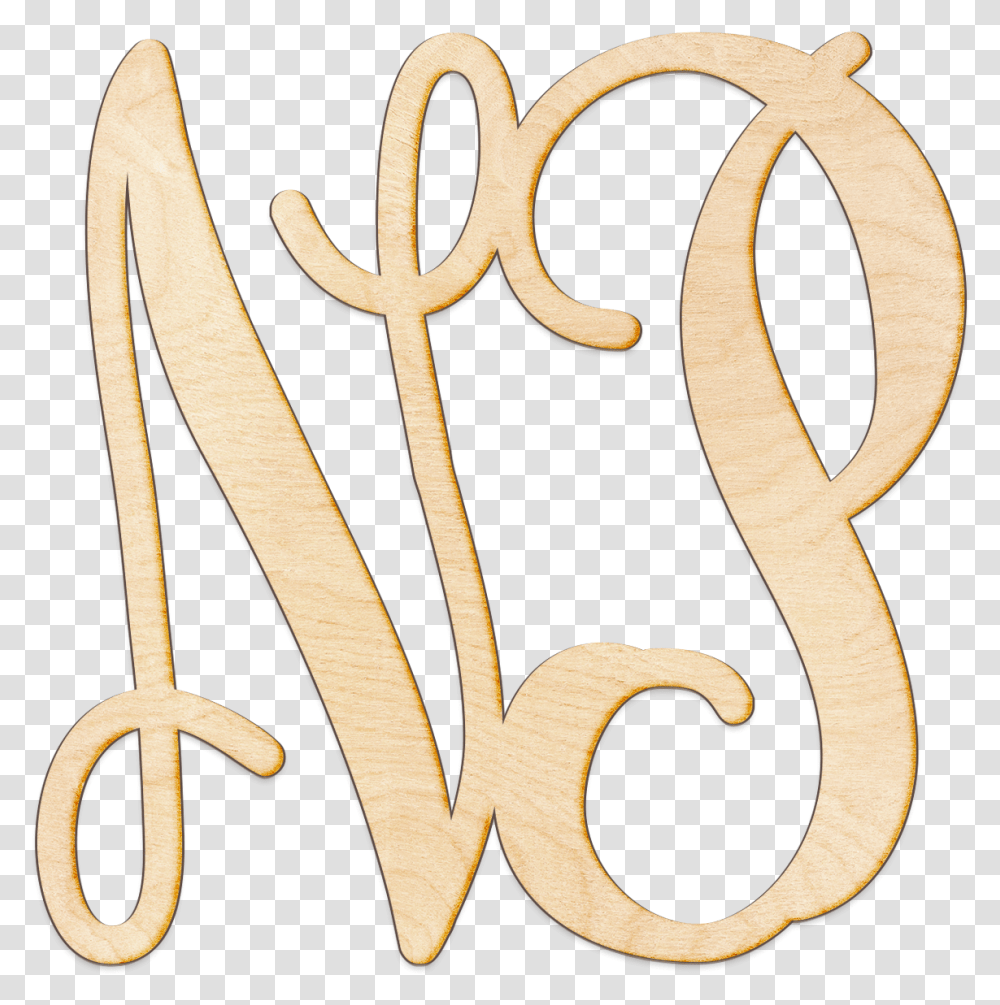 Vine Initials Monogram Wood SignClass Calligraphy, Label, Alphabet, Scissors Transparent Png