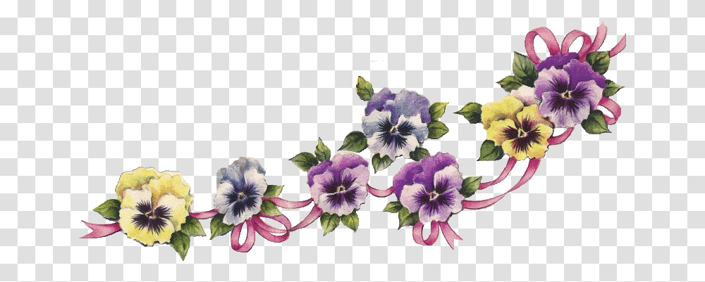 Vintag Flower Border Clipartioncom Pansies Clipart, Plant, Geranium, Blossom, Pansy Transparent Png