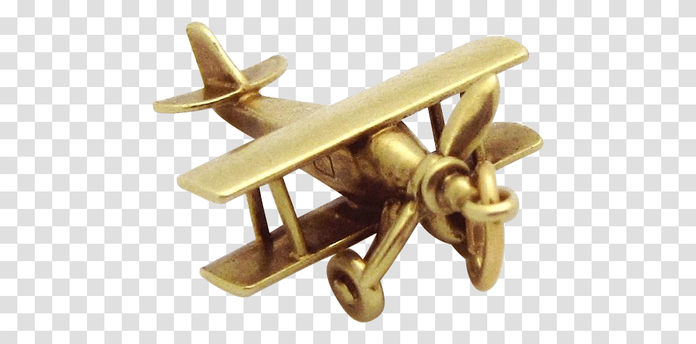 Vintage 14k Gold 3d Moveable Biplane Airplane Charm 1930s Solid, Axe, Tool, Transportation, Vehicle Transparent Png