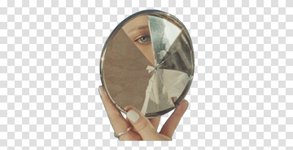 Vintage Aesthetic Pngs Mirror Makeup Mirror, Helmet, Apparel, Person Transparent Png