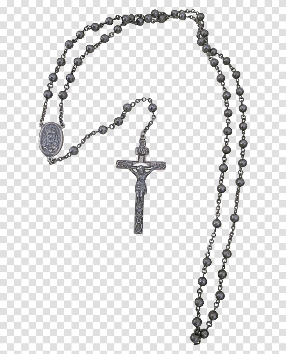 Vintage All Sterling Silver Rosary Crucifix Beads Medals Prayer Beads, Cross, Accessories, Accessory Transparent Png
