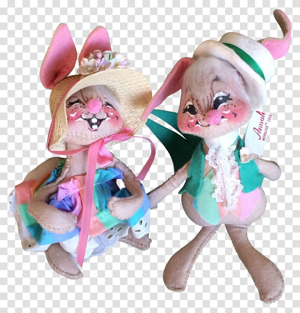 Vintage Annalee Mr And Mrs Easter Bunny Dolls Stuffed Toy, Figurine, Person, Human, Barbie Transparent Png