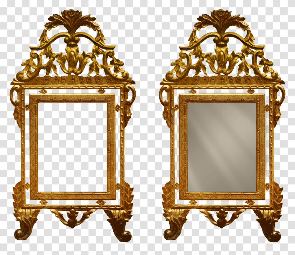 Vintage Antique Frame Crowned Top, Mirror, Bronze, Gold, Cabinet Transparent Png