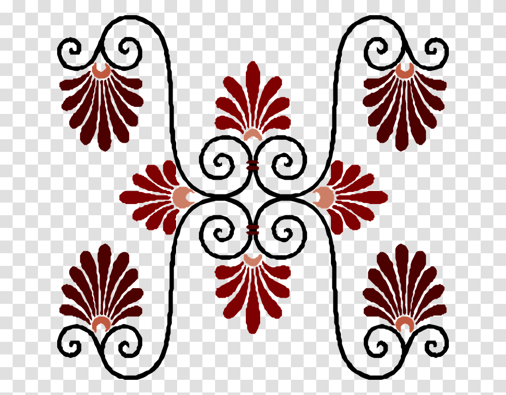 Vintage Art Deco Design Pattern Decoration Retro Embroidery Design In Hd, Leaf, Plant, Maroon, Tree Transparent Png