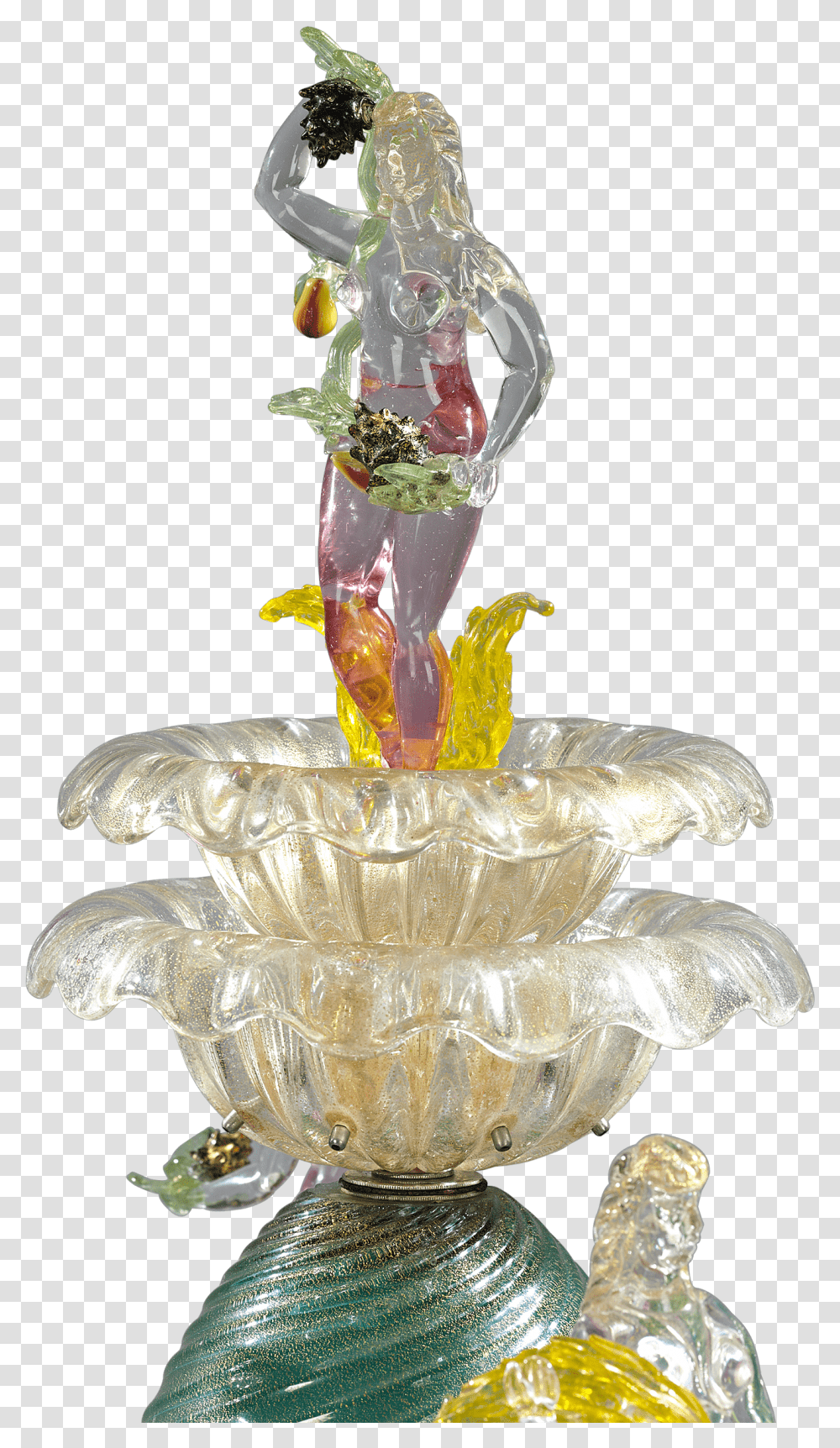 Vintage Art Glass Venetian Murano Water Fountain, Plant, Citrus Fruit, Food, Fungus Transparent Png