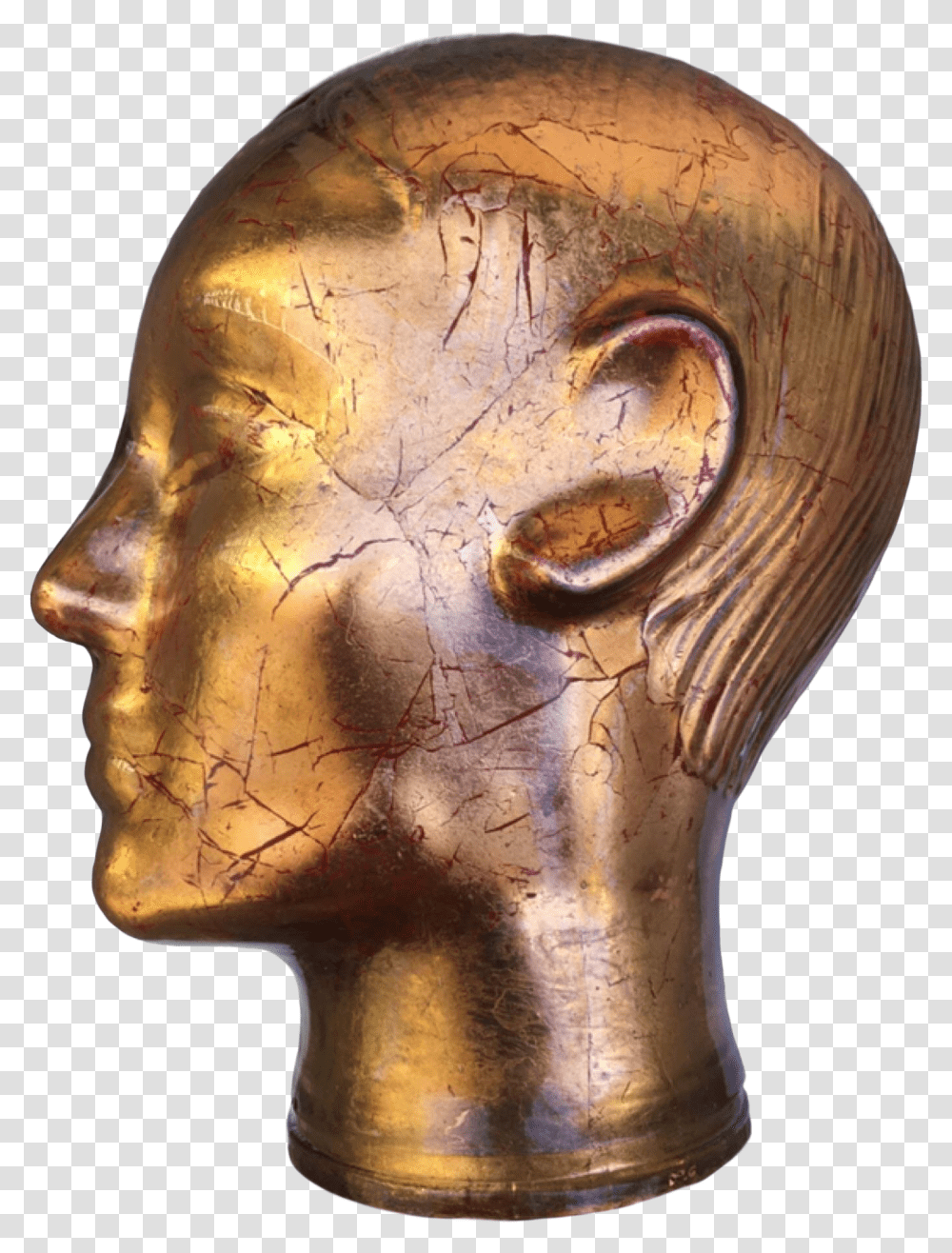 Vintage Back Leafed Glass Mannequin Head Hair Design, Bronze, Figurine, Sculpture, Art Transparent Png