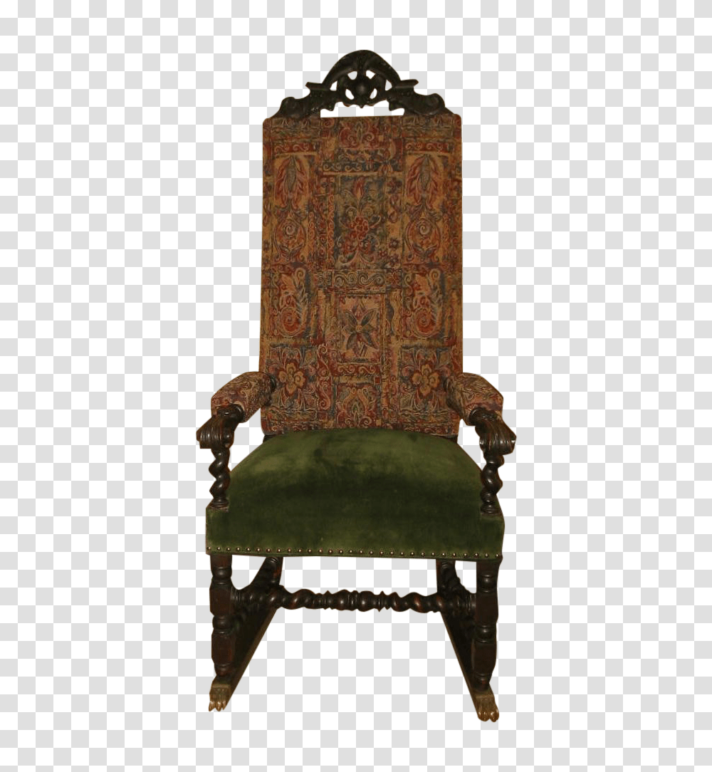 Vintage Barley Twist Carved Wood Throne Chair, Furniture, Armchair, Cushion Transparent Png