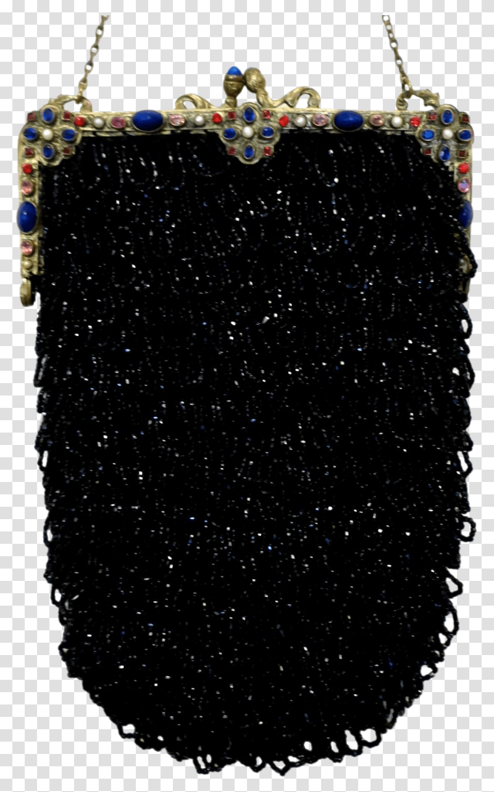 Vintage Beaded Purse Jewelled Encrusted Frame Black Chain, Outdoors, Nature, Handbag, Accessories Transparent Png