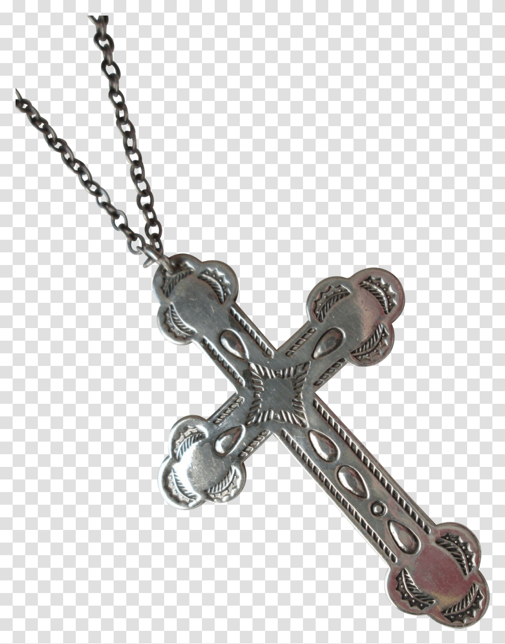 Vintage Bell Trading Sterling Silver Navajo Cross Pendant Locket, Crucifix, Necklace, Jewelry Transparent Png