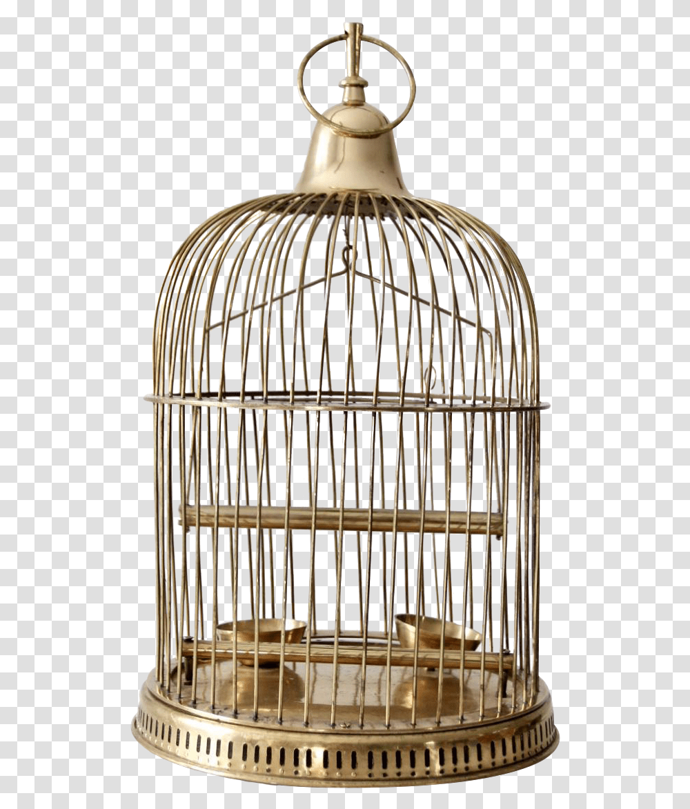 Vintage Bird Cage Brass Bird In Cage, Prison, Crib, Furniture, Chandelier Transparent Png