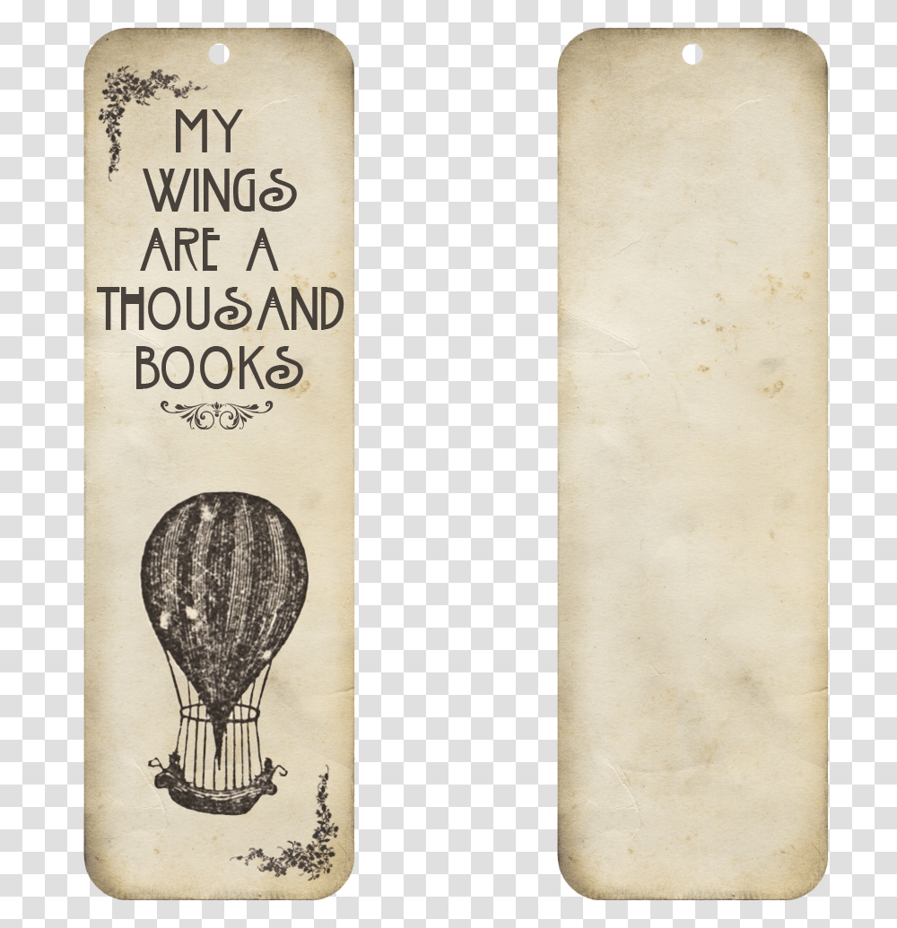 Vintage Bookmark, Hot Air Balloon, Aircraft, Vehicle, Transportation Transparent Png