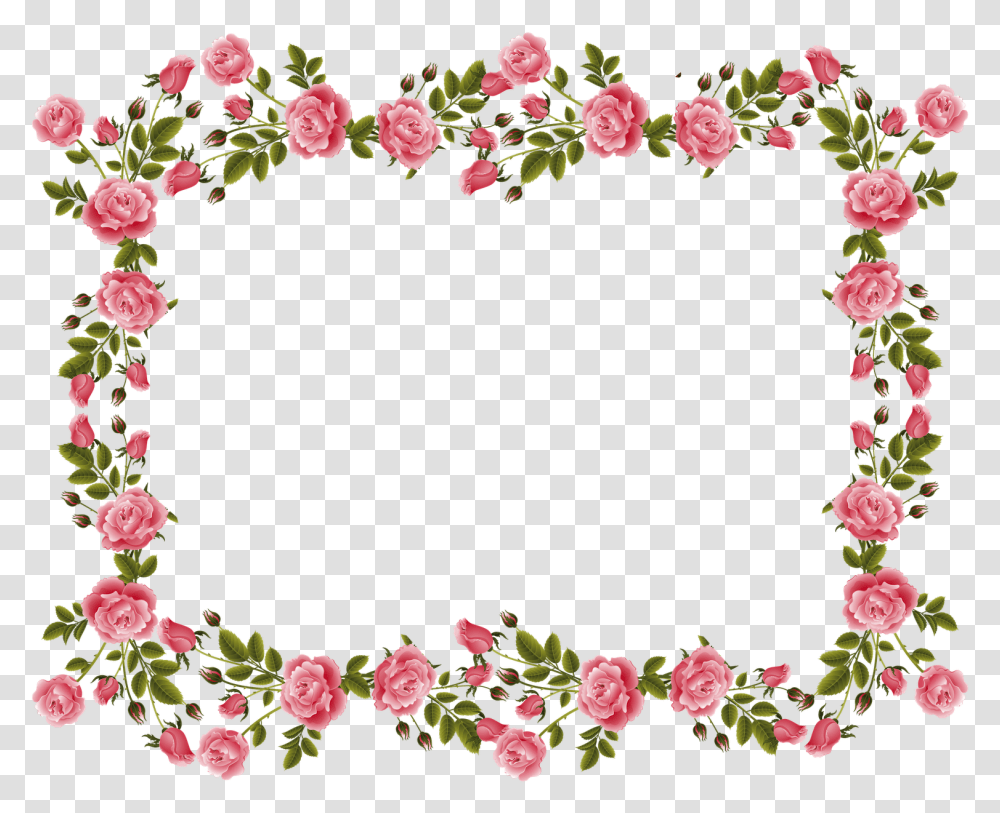 Vintage Border Frame Hd Wallpaper Clipart Flower Border Pink, Plant, Wreath, Blossom, Petal Transparent Png