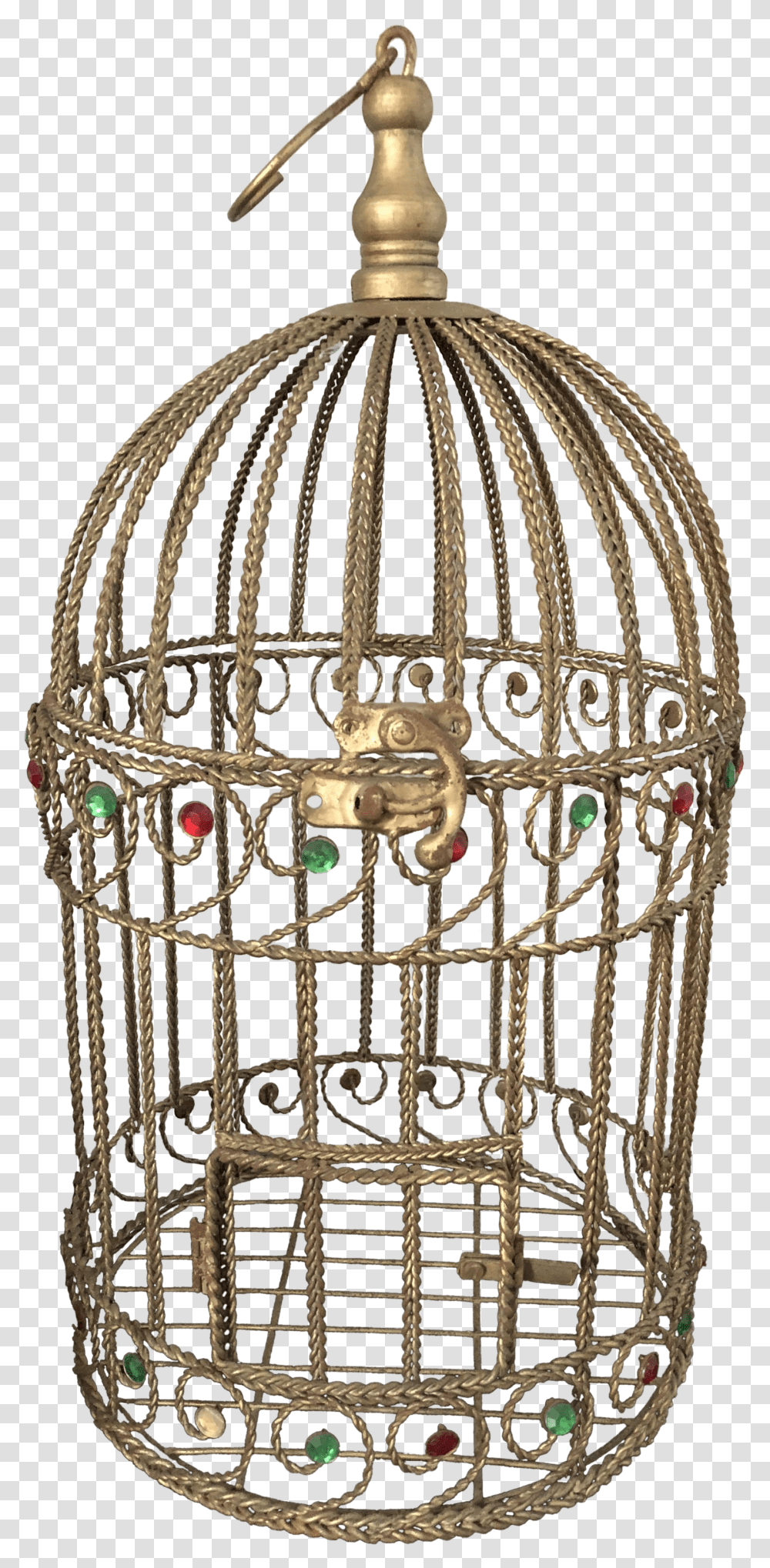 Vintage Braided Wire Jeweled Bird Cage Bird Cage Gold Transparent Png