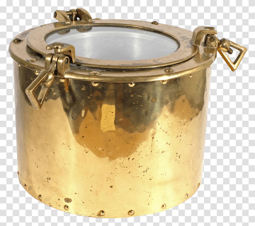 Vintage Brass Porthole Ice Bucket Cylinder Transparent Png