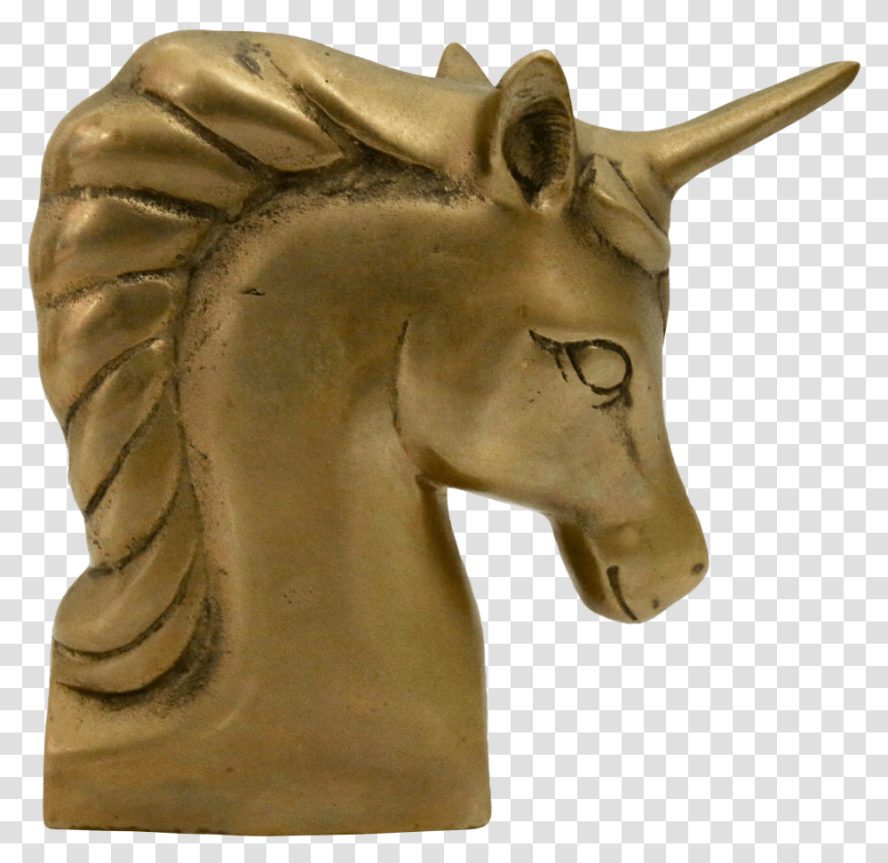 Vintage Brass Unicorn Head Book End On Chairish Bronze Sculpture Transparent Png