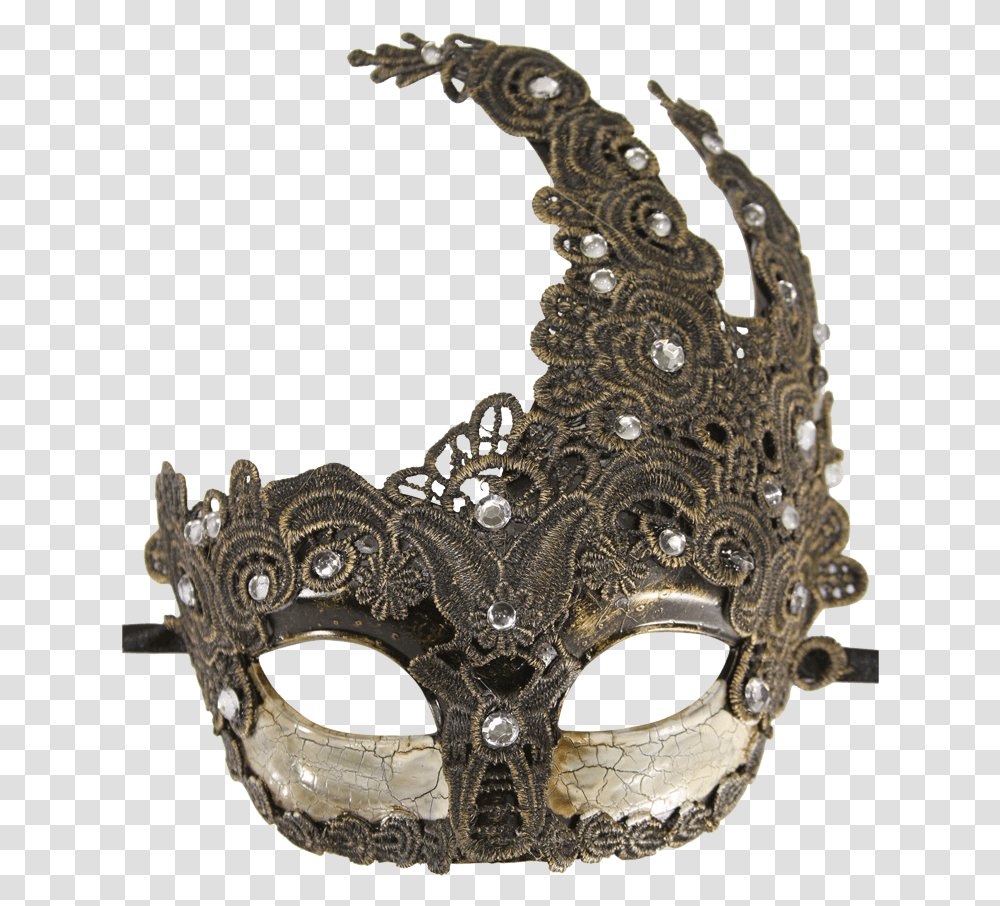 Vintage Bronze Lace Carnival Mask Masque, Cross Transparent Png