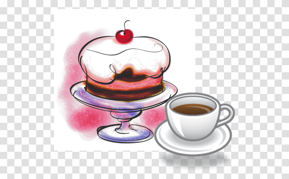 Vintage Cafe Coffee Art Tea And Cake Clipart, Saucer, Pottery, Coffee Cup, Beverage Transparent Png
