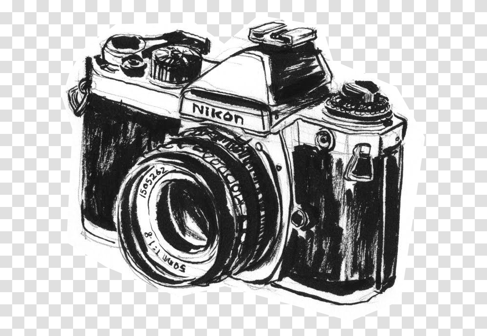 Vintage Camera Drawing, Electronics, Digital Camera Transparent Png