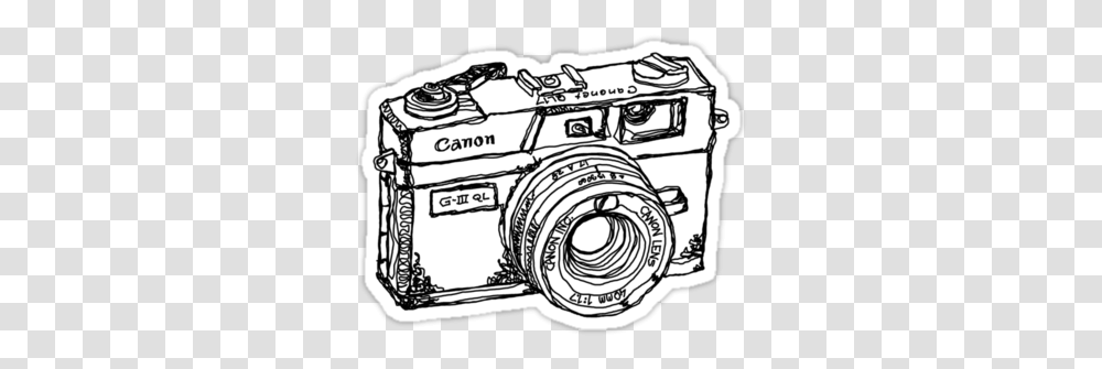 Vintage Camera Drawing Tumblr Camera Black And White, Electronics, Digital Camera Transparent Png