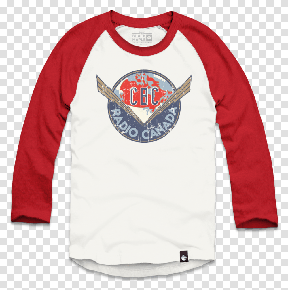 Vintage Cbc Thunderbolt Logo White With Red Raglan, Sleeve, Apparel, Long Sleeve Transparent Png
