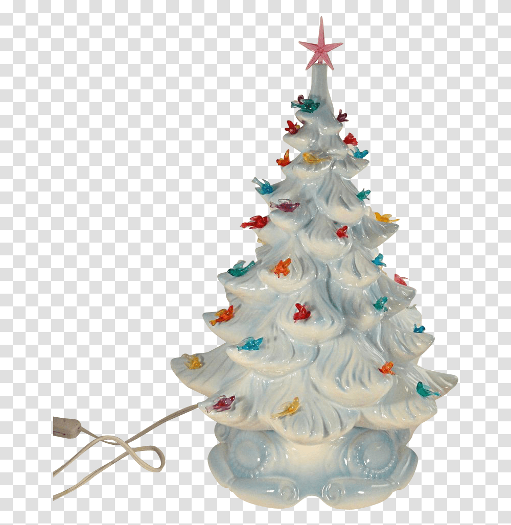 Vintage Ceramic Christmas Tree Lights Small Lit Ceramic Christmas Trees, Plant, Ornament, Wedding Cake, Dessert Transparent Png