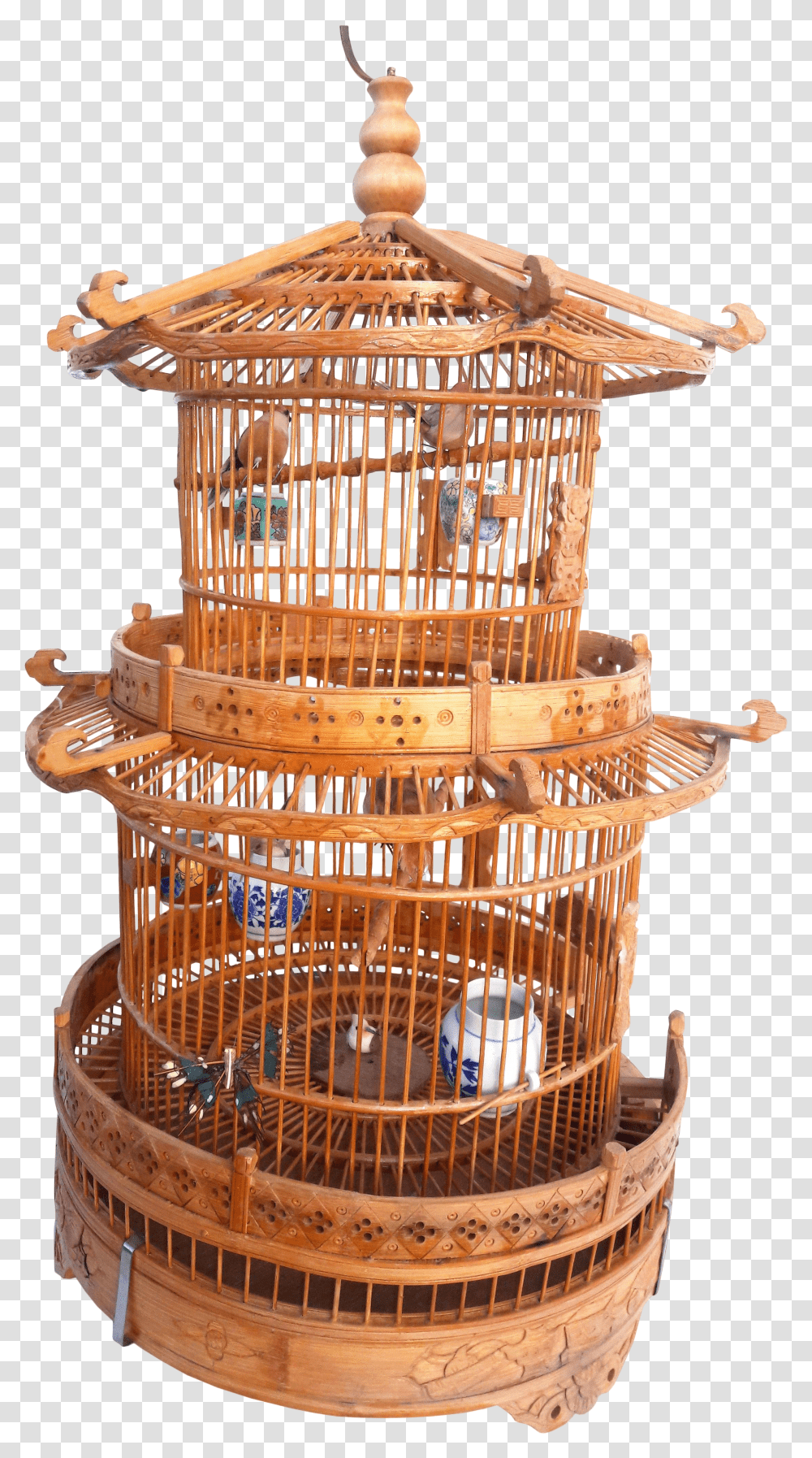 Vintage Chinoiserie Pagoda Birdcage Large Chinese Bamboo Style Cage Transparent Png