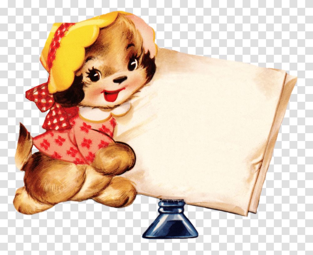 Vintage Clipart Puppy, Cushion, Pillow, Doll, Toy Transparent Png