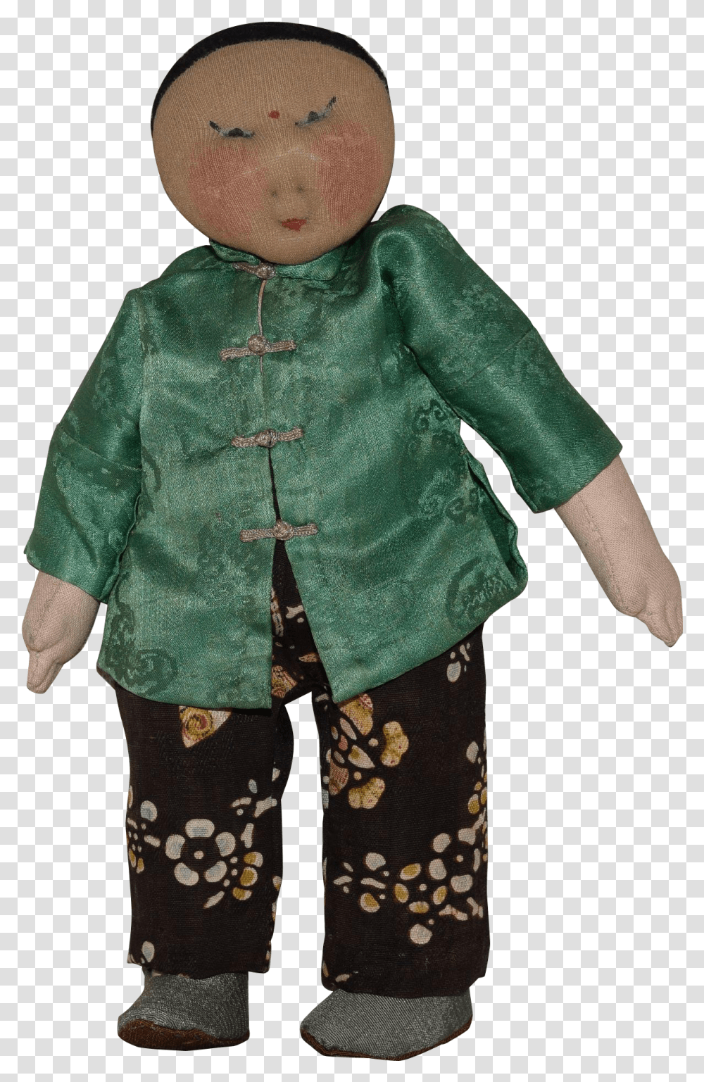 Vintage Cloth Chinese Doll With Needle Sculpted Face Doll, Toy, Apparel, Person Transparent Png