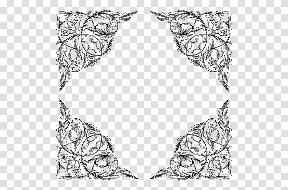 Vintage Corner Borders, Floral Design, Pattern Transparent Png