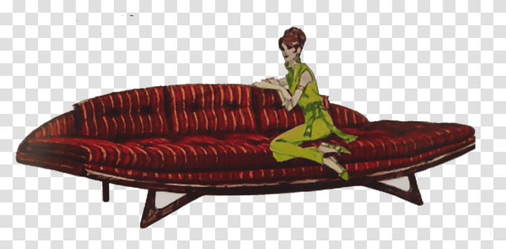 Vintage Couch Mid Century Modern, Furniture, Person, Human Transparent Png