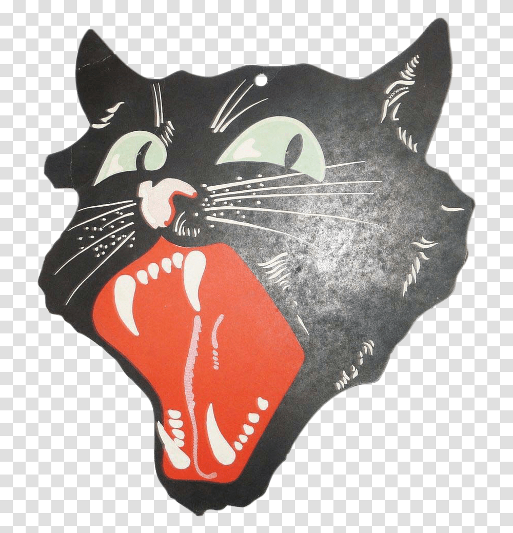 Vintage Dennison Halloween Black Cat Die Cut For Kids Vintage Halloween Pngs, Leisure Activities, Hand, Light, Guitar Transparent Png