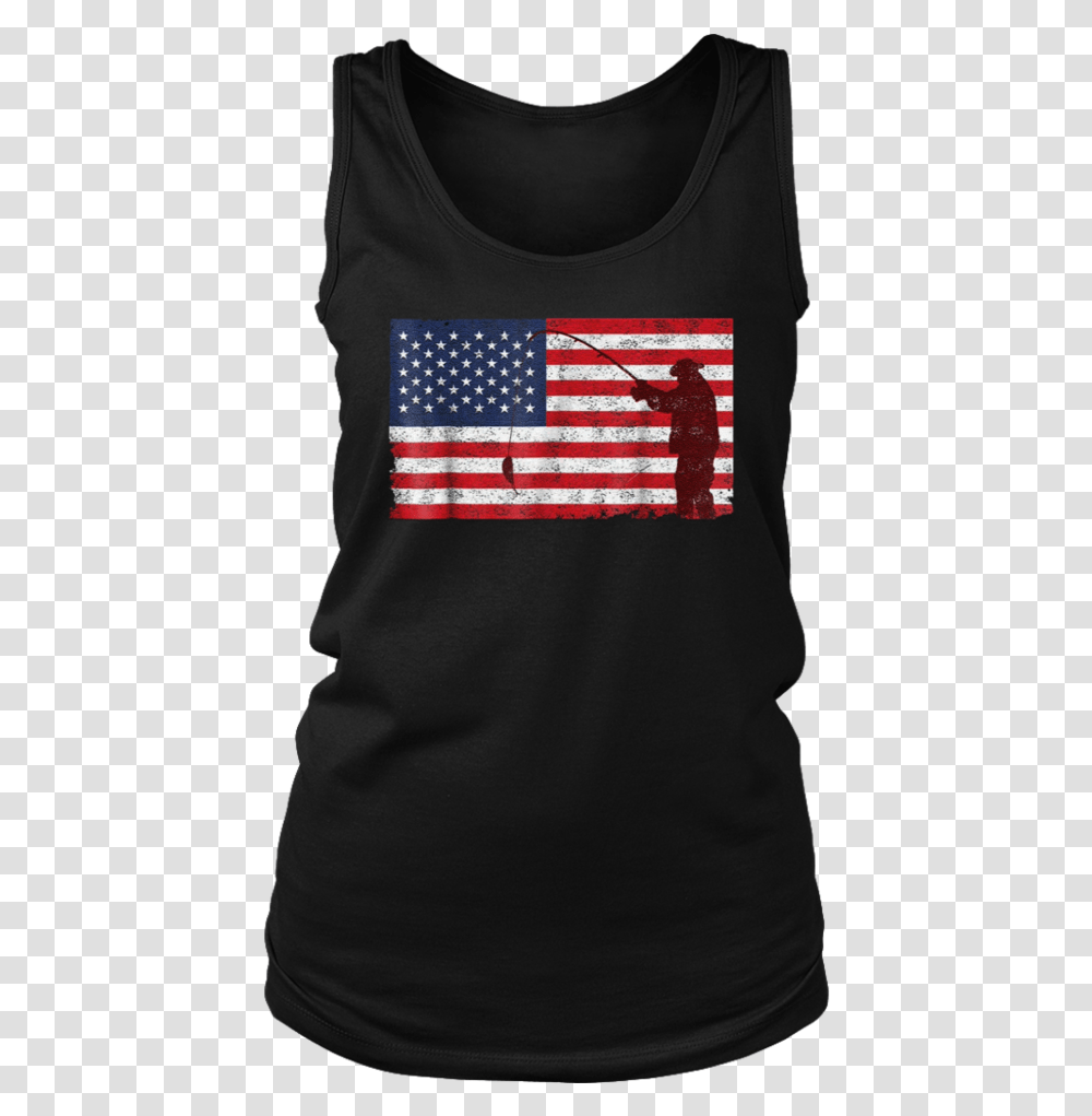 Vintage Distressed American Flag Fishing Pole T Shirt Flag Of The United States, Apparel, Sleeve Transparent Png