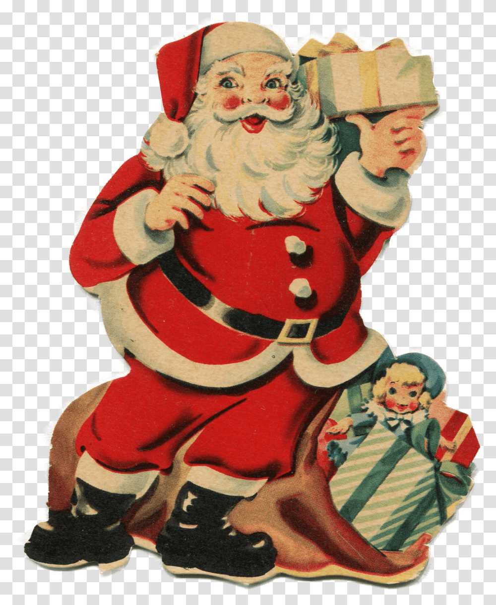 Vintage Father Christmas Vintage Christmas, Performer, Person, Human, Christmas Stocking Transparent Png