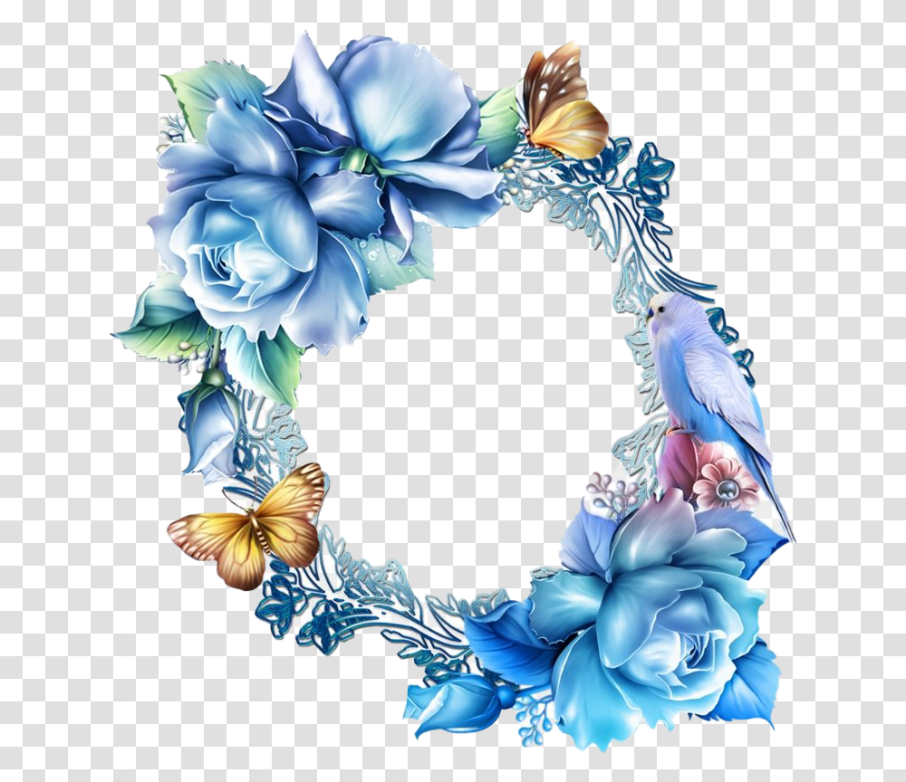 Vintage Floral Blue Frame All Frame Blue Flower Border, Graphics, Art, Floral Design, Pattern Transparent Png