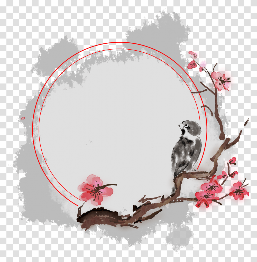 Vintage Flower Border Clipart Cherry Blossom Border Free, Bird, Animal, Floral Design Transparent Png