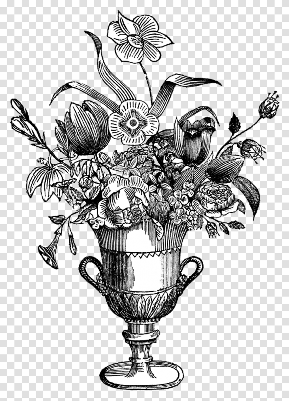 Vintage Flower Vase Black And White, Chandelier, Lamp, Crowd Transparent Png