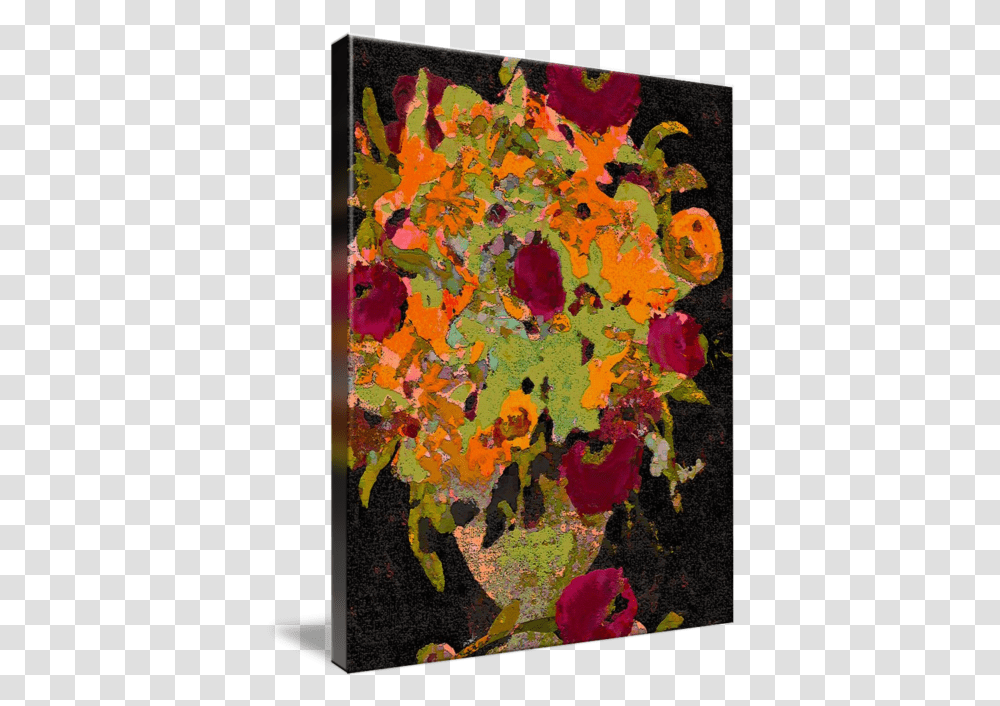 Vintage Flowers In Vase Crimson And Chocolate By Lisa Weedn Vertical, Modern Art, Painting, Rug, Canvas Transparent Png