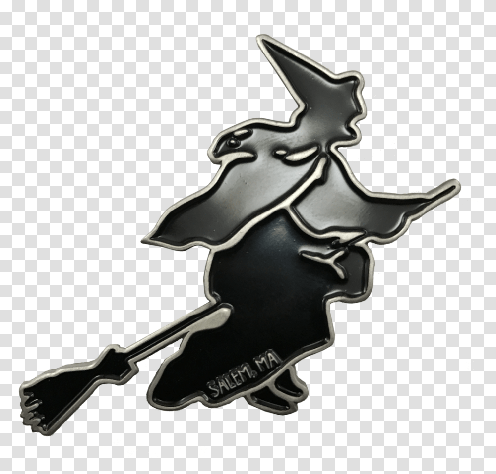 Vintage Flying Witch Enamel Pin Cartoon, Axe, Logo, Emblem Transparent Png