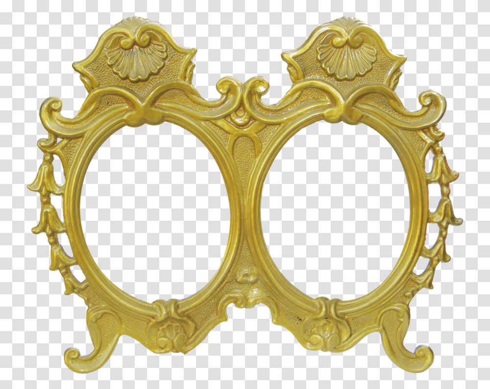 Vintage Frames By Mihaelajoedesigns Rare Brass Double Photo Frame, Bronze, Gate, Gold, Pattern Transparent Png